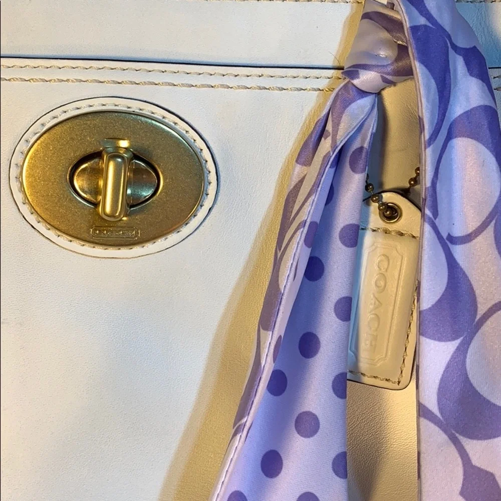 Coach leather satchel w/twilly practically new